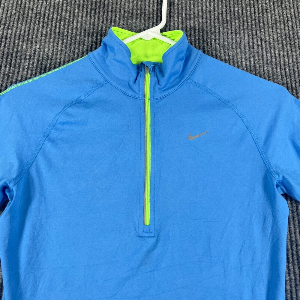 Nike Shirt Pullover Womens XS Extra Small Blue Long Sleeve 1/4 Zip Mock Neck Gym